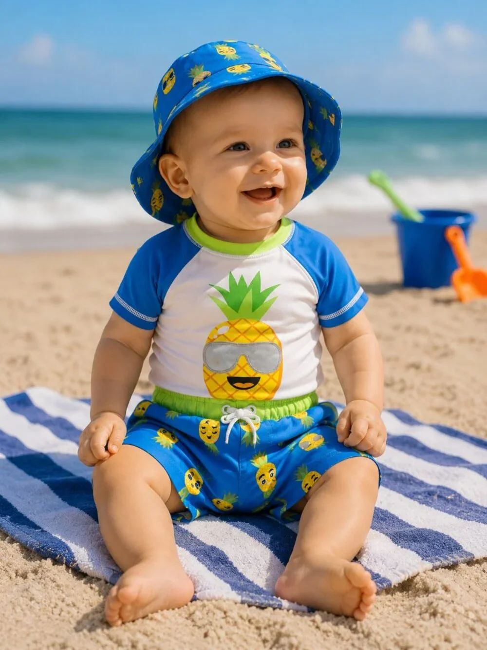 Sol Swim Baby Boys Pineapple 2 Piece Swim Set UPF 50+ 6-9 Months NWT